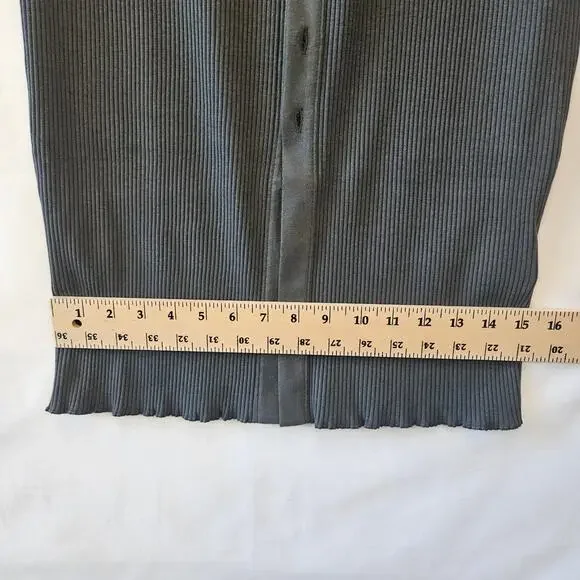 Polo Ralph Lauren Button Front Rib Knit Gray Pencil Skirt Medium - Picture 15 of 15